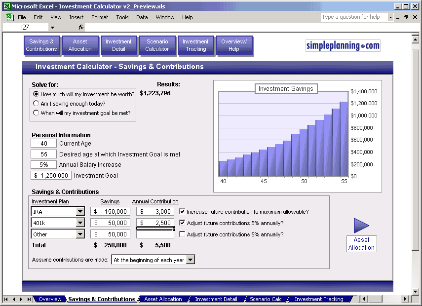 Simpleplanning Investment Calculator  software screenshot