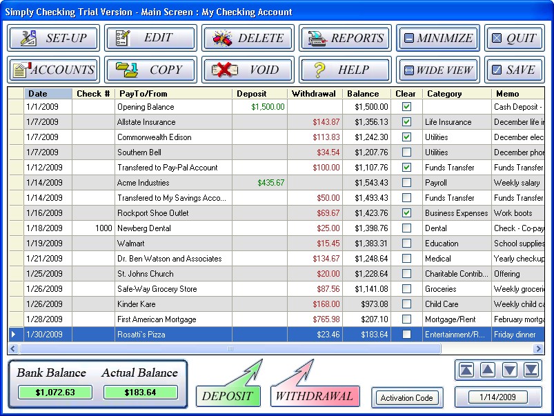 Simply Checking 7.1 software screenshot