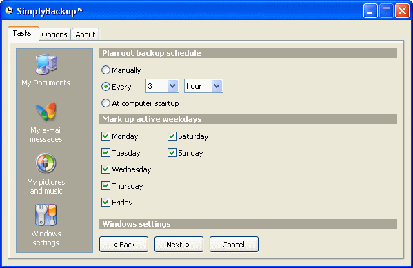 SimplyBackup 3.00 software screenshot