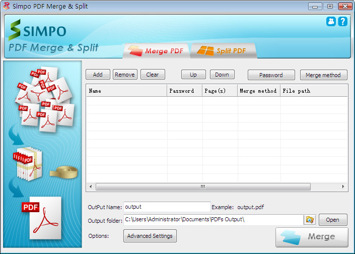 Simpo PDF Merge and Split 2.2.2.0 software screenshot