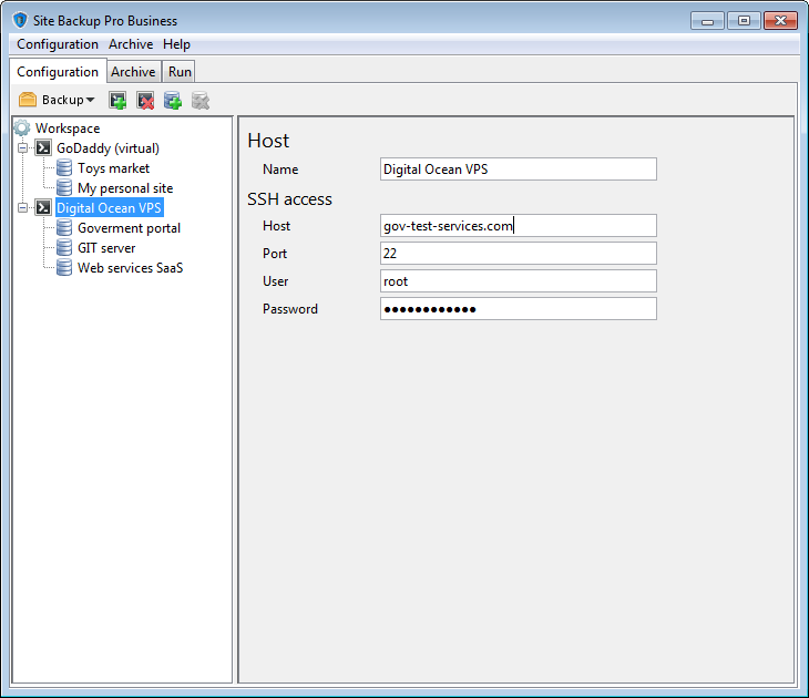 Site Backup Pro 2.2 software screenshot
