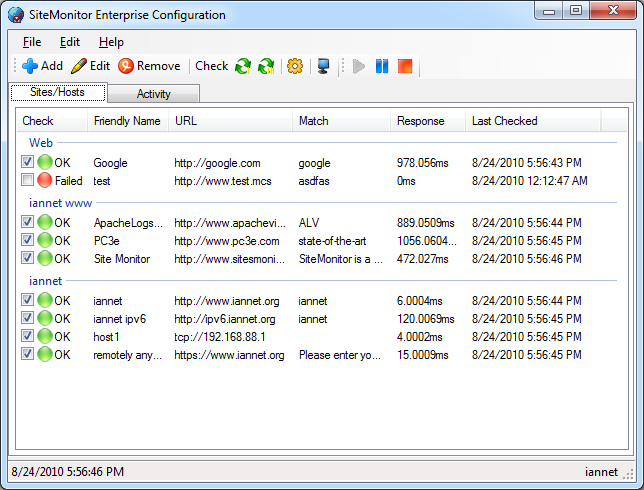 SiteMonitor Enterprise 3.88 software screenshot