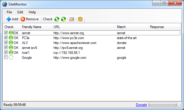 SiteMonitor 1.83 software screenshot