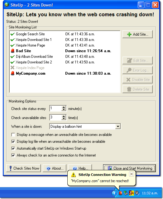 SiteUp 2.0 software screenshot