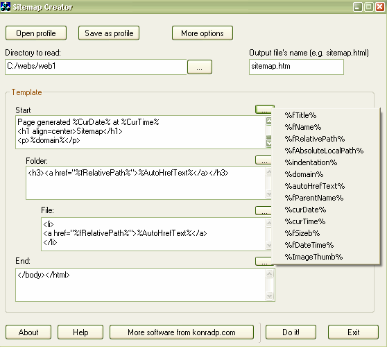Sitemap Creator 1.22 software screenshot