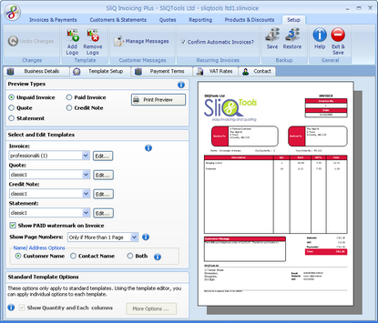 SliQ Invoicing Plus 5.5.0.0 software screenshot