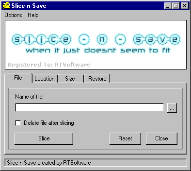 Slice-n-Save 1.08 software screenshot