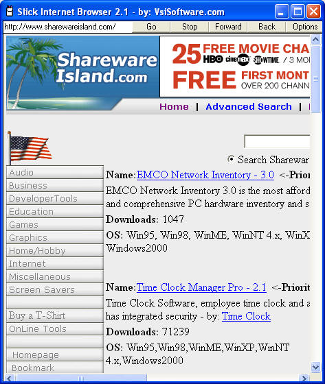 Slick Browser 2.1 software screenshot