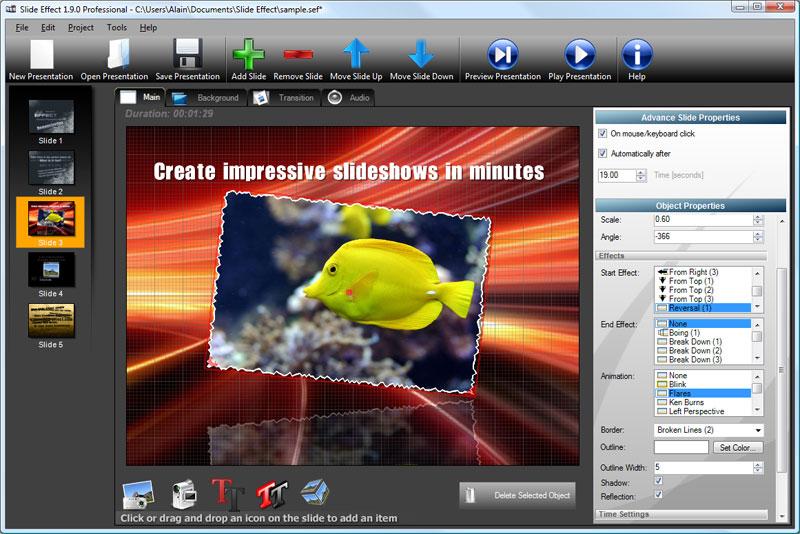 Slide Effect 1.12.5 software screenshot