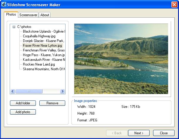 Slideshow Screensaver Maker 1.2.1 software screenshot