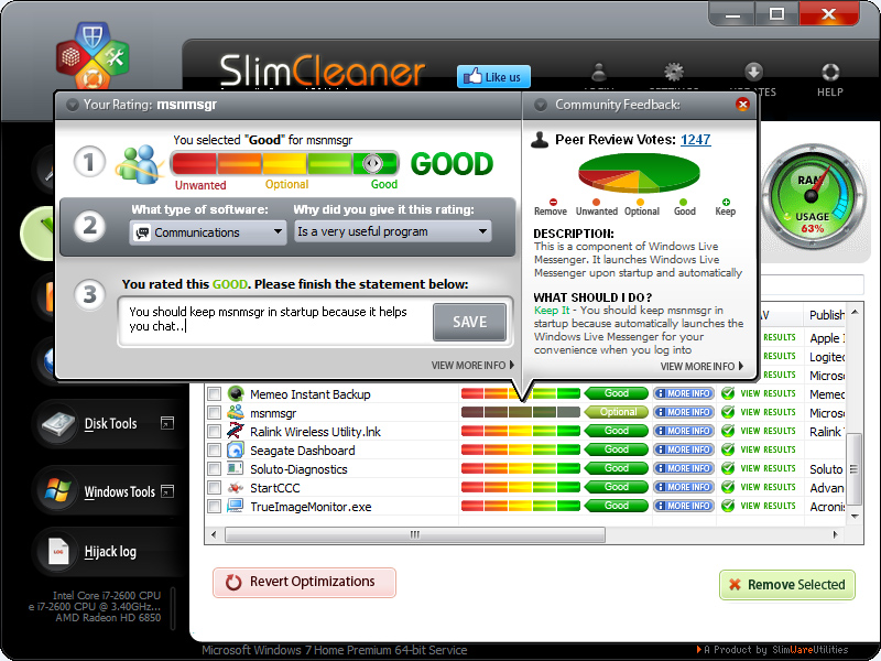 SlimCleaner Plus 2.5.6.0 software screenshot