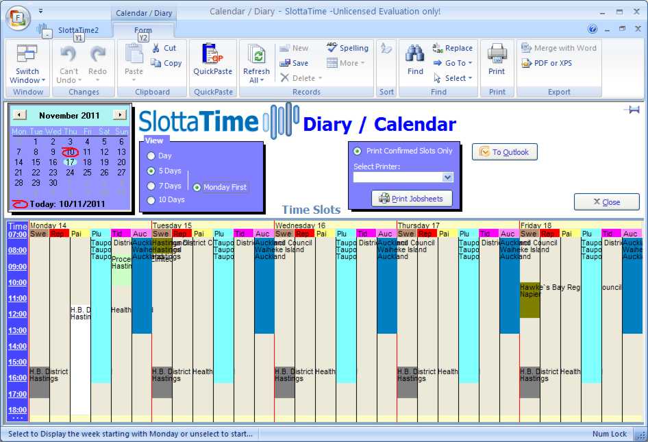 SlottaTime 2.11 software screenshot