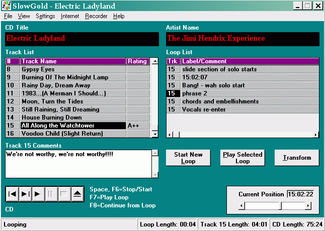 SlowGold 7.7 software screenshot