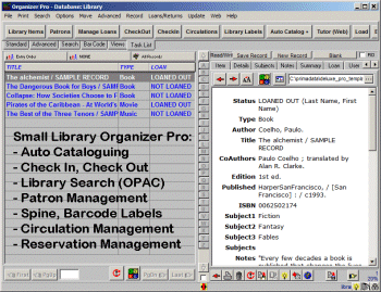 Small Library Organizer Pro 3.1 software screenshot