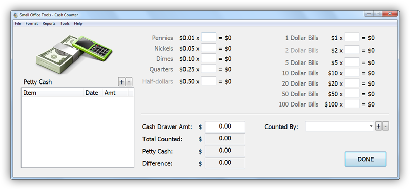 Small Office Tools - Cash Counter 1.3.5 software screenshot