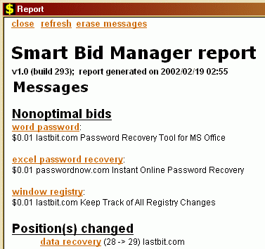 Smart Bid Manager 1.0 software screenshot