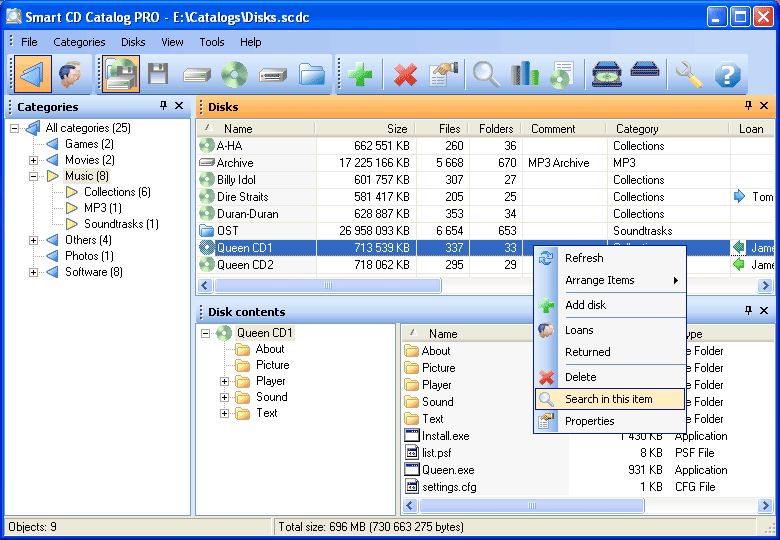 Smart CD Catalog Professional 3.07 software screenshot