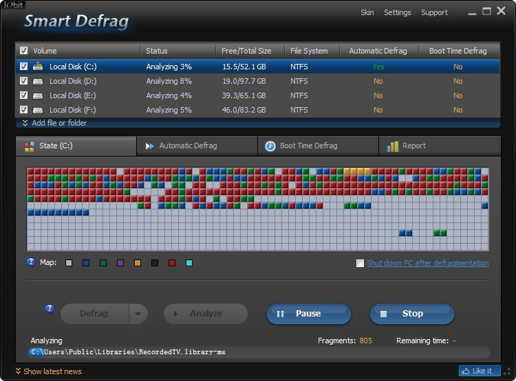 Smart Defrag 5.5.1.1056 software screenshot