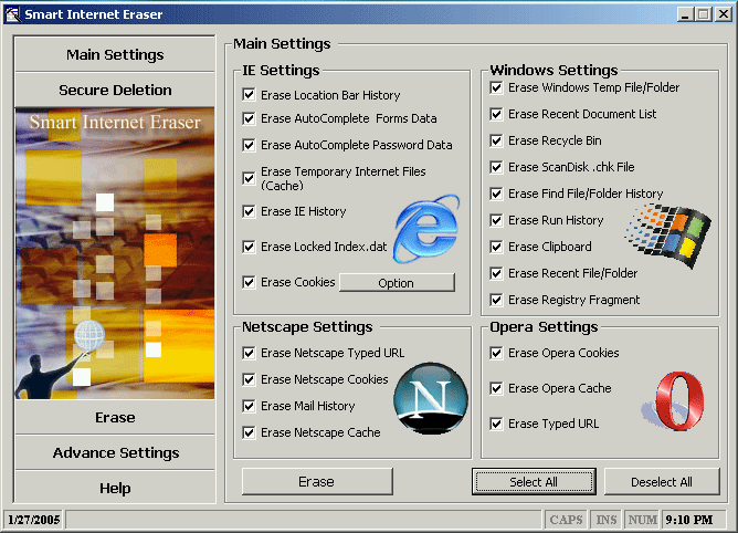 Smart Internet Eraser 1.0 software screenshot