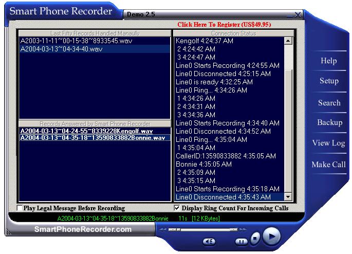 Smart Phone Recorder 3.7.0 software screenshot