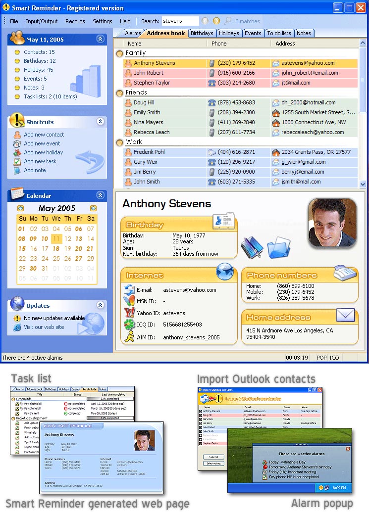 Smart Reminder 1.24b software screenshot