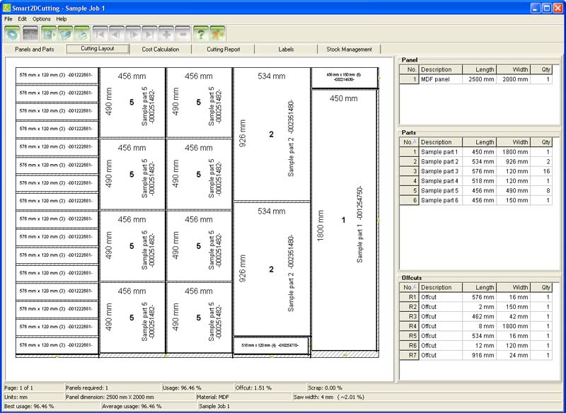 Smart2DCutting 3.5.0 software screenshot