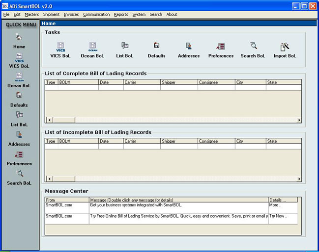 SmartBOL Bill of Lading Software 10.3.0 software screenshot
