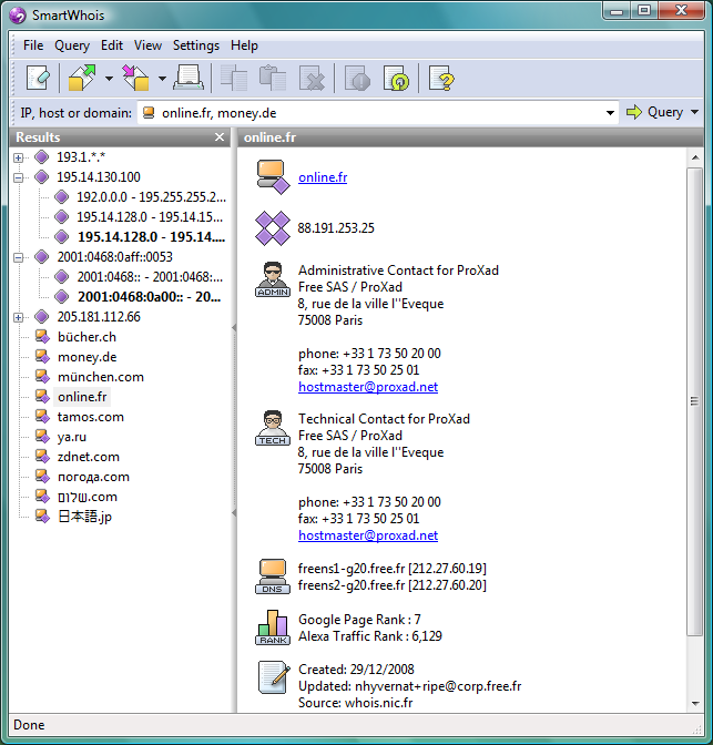 SmartWhois 5.1.285 software screenshot