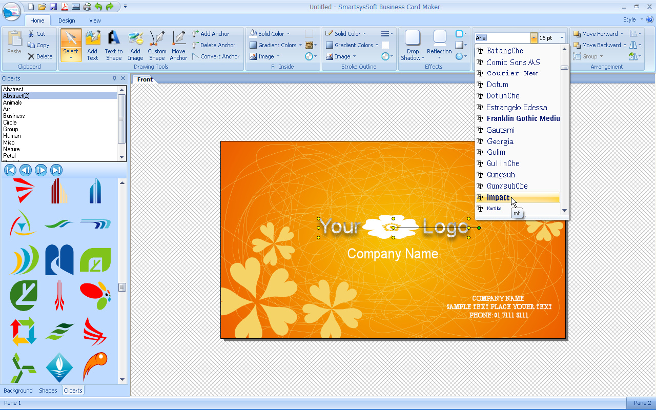 SmartsysSoft Business Card Maker 3.25 software screenshot