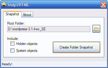 Snap2HTML 2.00 software screenshot
