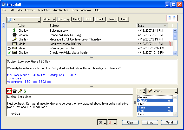 SnapMail 5.2.1 software screenshot