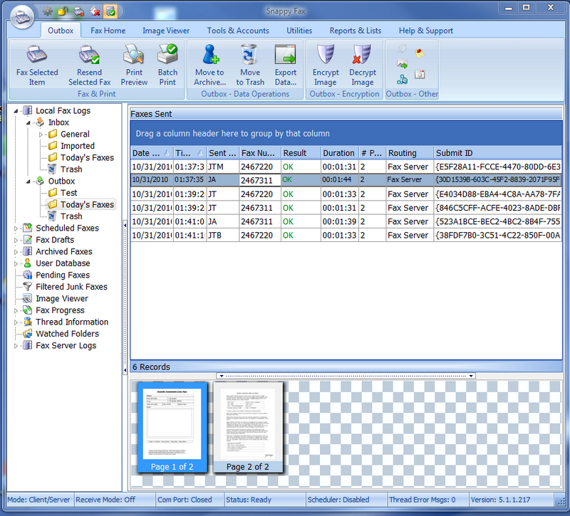 Snappy Fax Network Server 3.43.4.1 software screenshot