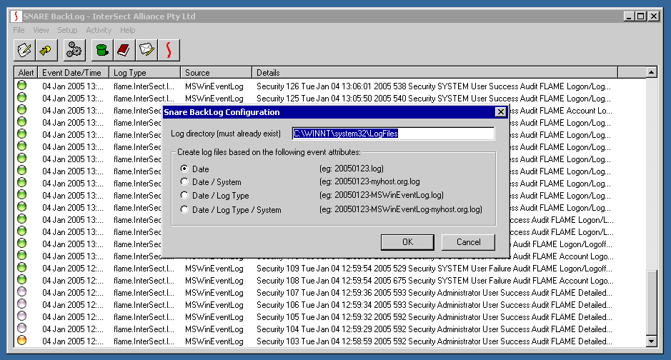 Snare BackLog 1.2 software screenshot