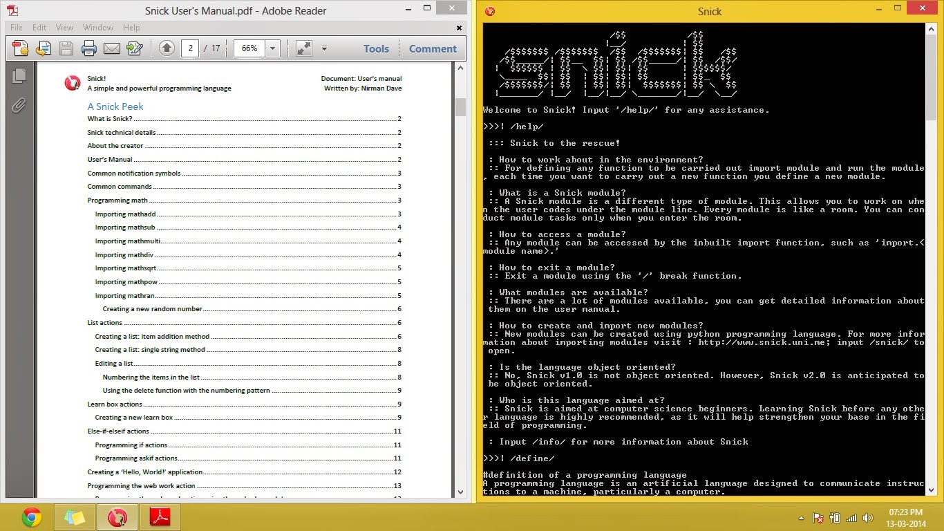 Snick 1.0 software screenshot