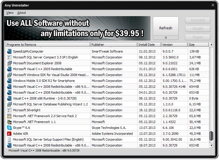 Soft4Boost Any Uninstaller 7.3.7.731 software screenshot