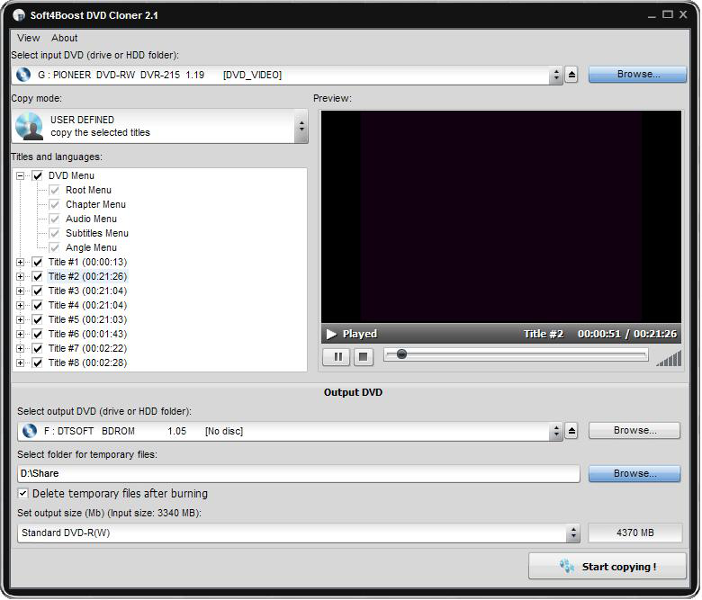 Soft4Boost DVD Cloner 5.3.5.691 software screenshot