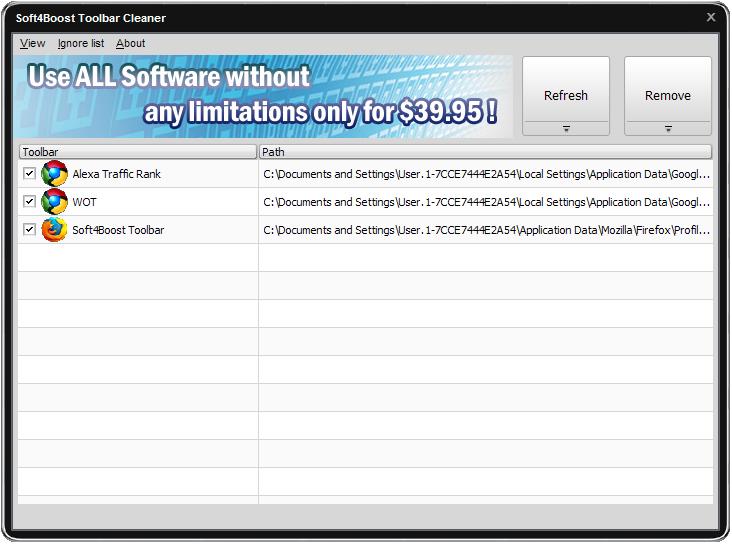 Soft4Boost Toolbar Cleaner 4.9.5.495 software screenshot