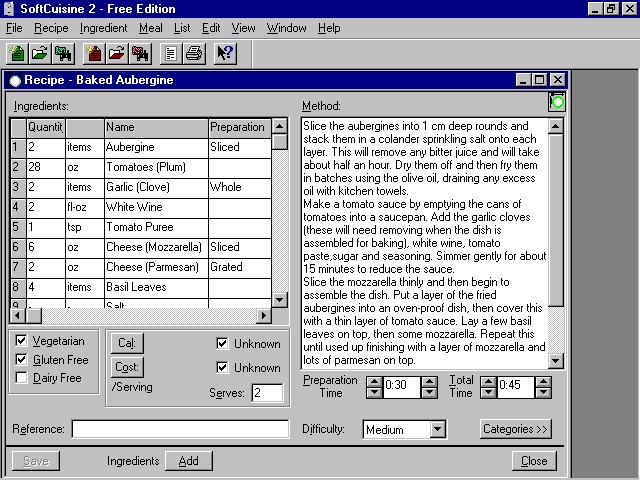 SoftCuisine 2.0 software screenshot
