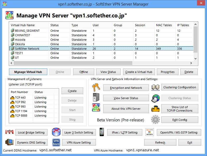 SoftEther VPN 4.20.9608 RTM software screenshot