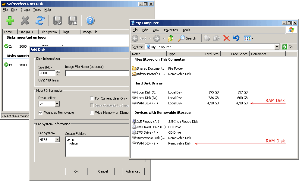 SoftPerfect RAM Disk 4.0.1 software screenshot