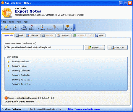Software Open NSF File 8.1 software screenshot