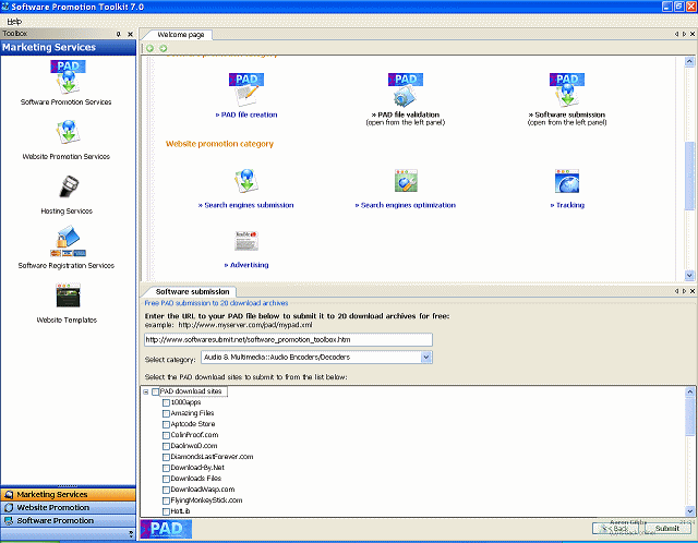 Software Promotion Toolkit 7.0 software screenshot