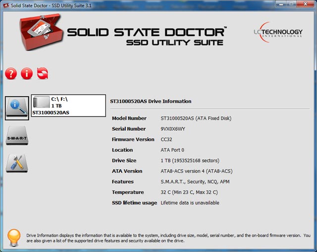 Solid State Doctor 3.1.3.9 software screenshot