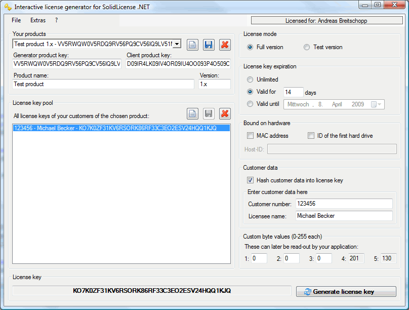 SolidLicense .NET 1.2.8 software screenshot