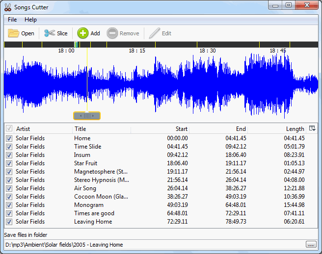 Songs Cutter 1.1 software screenshot