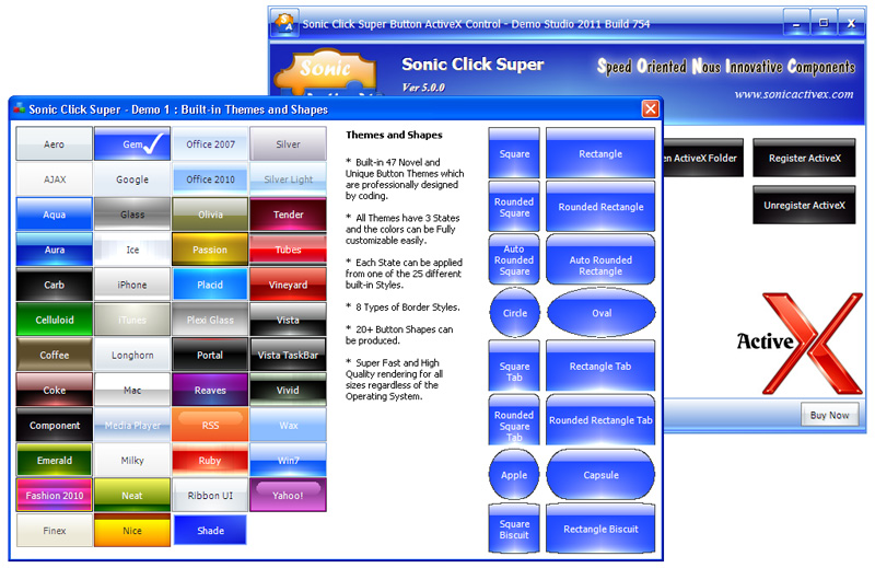 Sonic Click Mega Button ActiveX Control 1.3.0 software screenshot