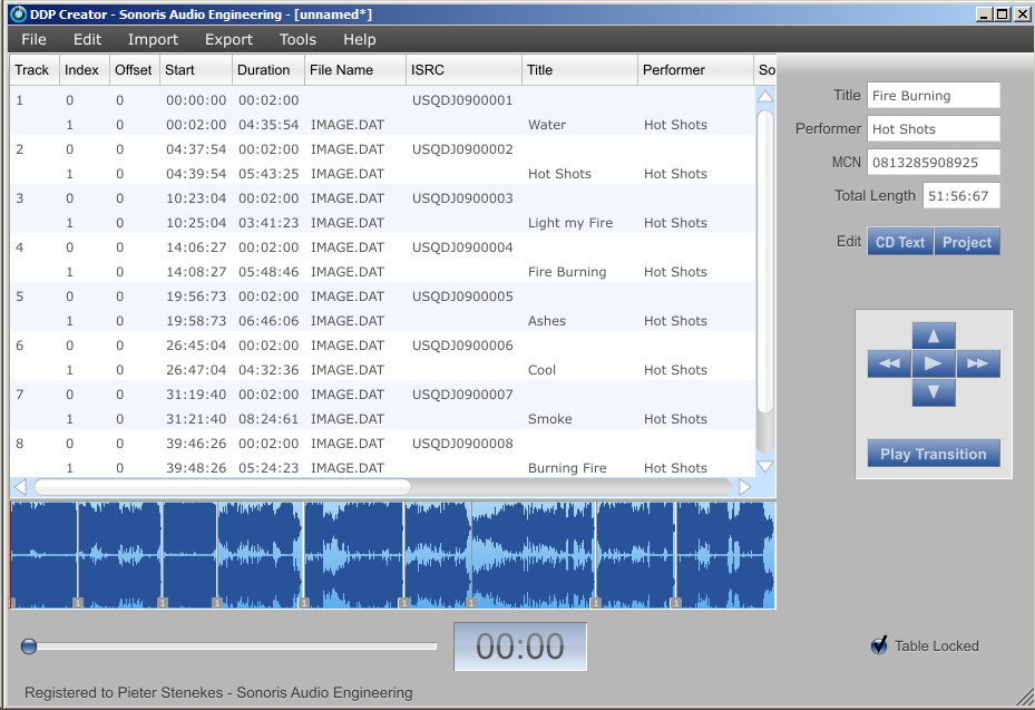 Sonoris DDP Creator 3.1.4.0 software screenshot