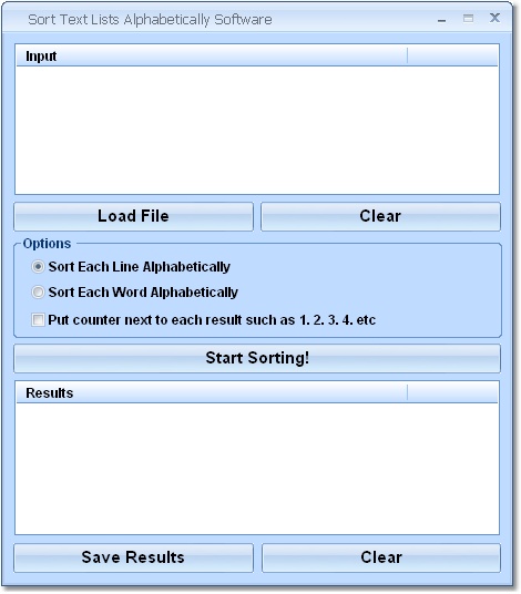 Sort Text Lists Alphabetically Software 7.0 software screenshot