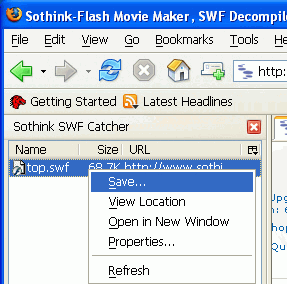 Sothink SWF Catcher for Firefox - Free 1.8 software screenshot