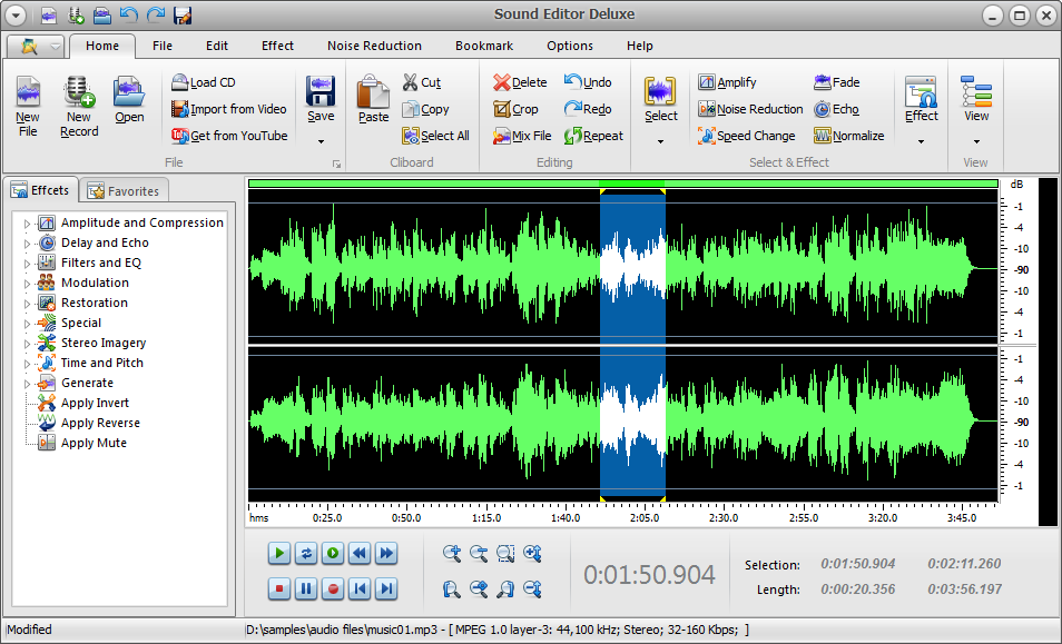 Sound Editor Deluxe 7.2.8 software screenshot